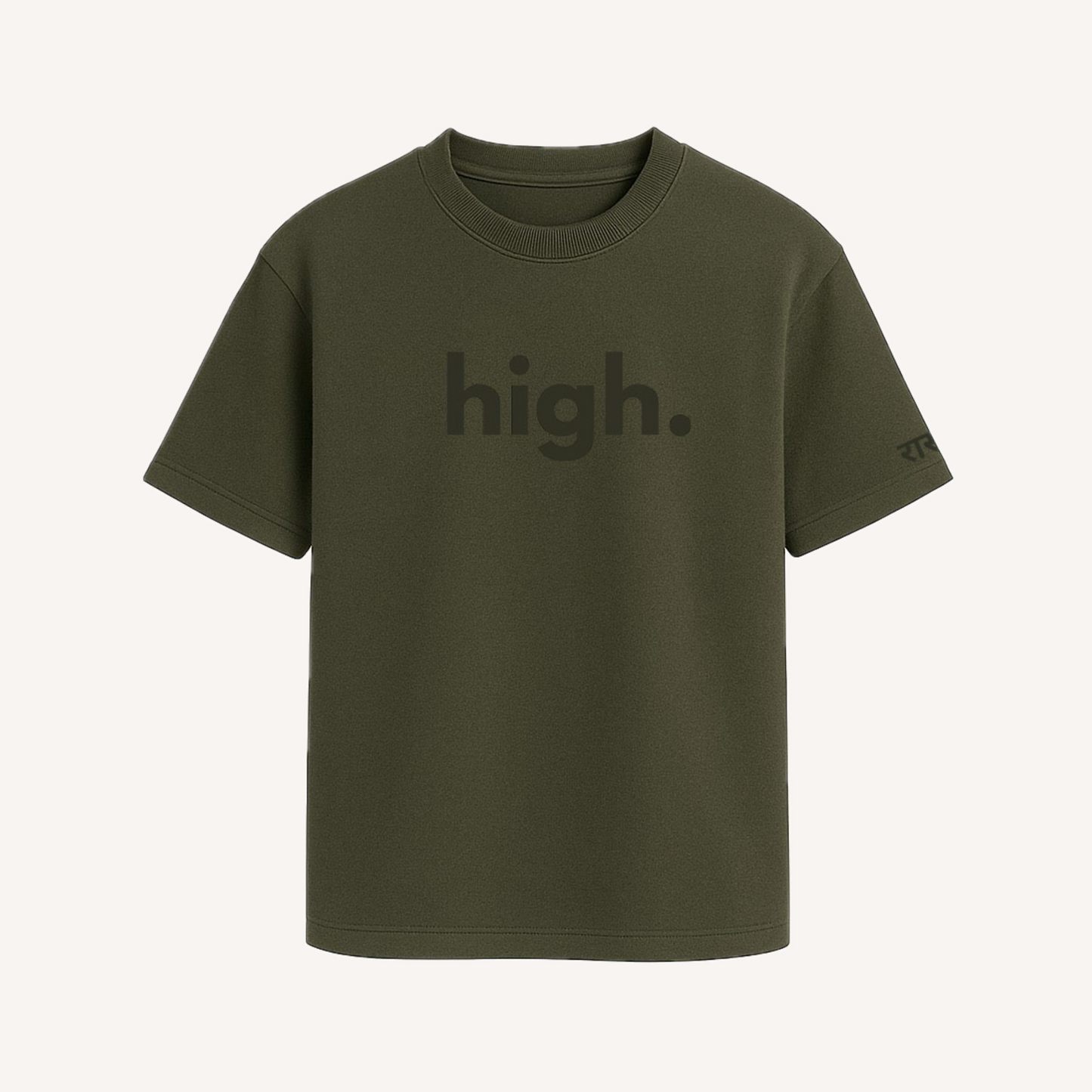 Raasta Oversized Tee – Puff Print + Embroidery | Olive Green