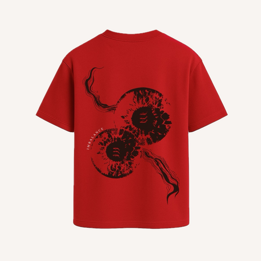 Imbalance Oversized Tee – 240 GSM Puff + Screen Print | Red