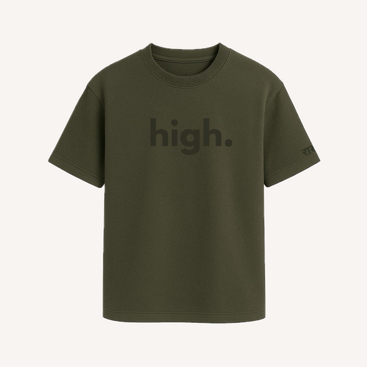 Raasta Oversized Tee – Puff Print + Embroidery | Olive Green