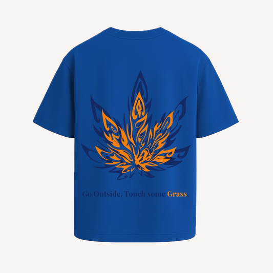 Touch Some Grass Tee – Puff + Screen Print | Electric Blue